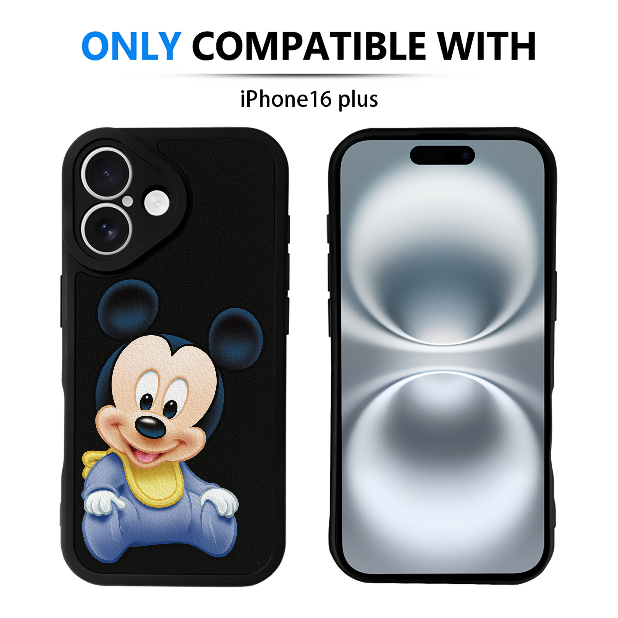 （画像用） ミッキーマウス Mickey Mouse 【iPhone 16シリーズ対応】シリコンスマホケース（レザー調） 材質：シリコン